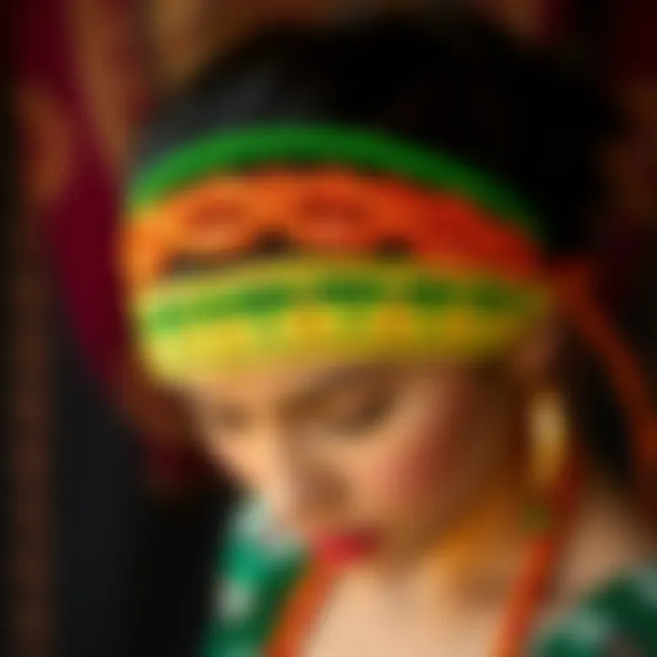 Colorful beaded headband adding flair to outfits