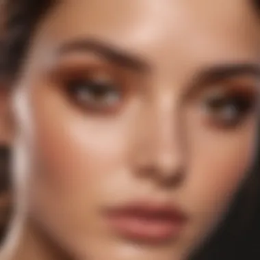 Brown-eyed model showcasing bronze metallic eyeshadow