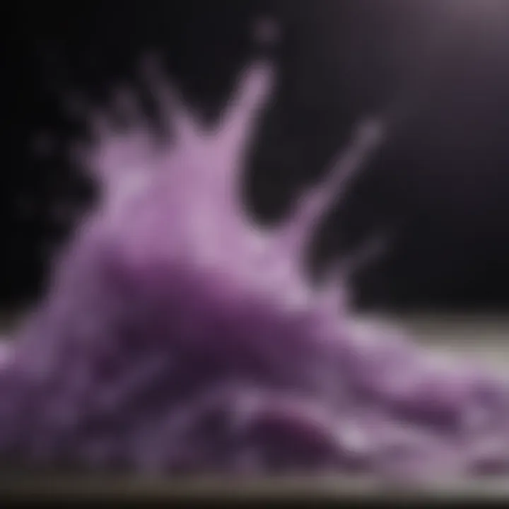 Close-up of purple shampoo foam in action