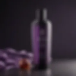 Luxurious purple shampoo bottle with elegant packaging