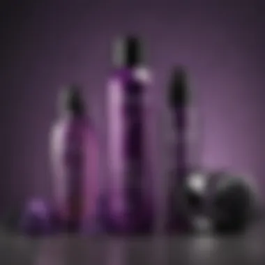 Stylish purple shampoo hair care set with accompanying accessories