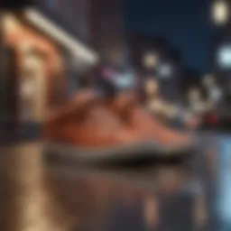 Stylish Brooks shoes on a vibrant urban backdrop