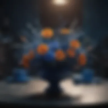 Artistic Composition Featuring Blue Artistic arrangement of complementary colors around a blue centerpiece