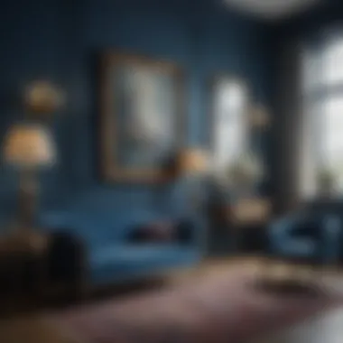 Interior Design Elegance with Blue Interior design showcasing blue walls with complementary decor
