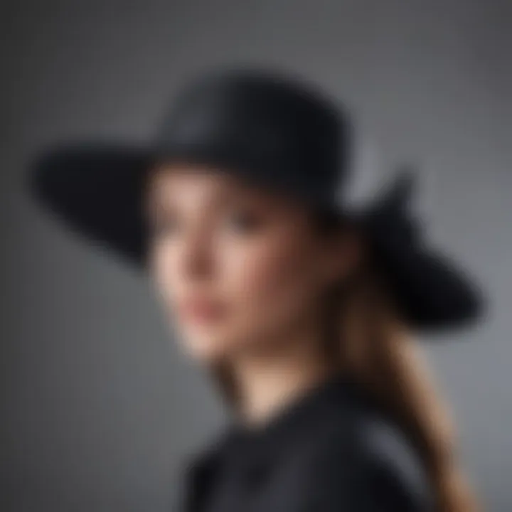 Minimalist black small sun hat with a sleek ribbon