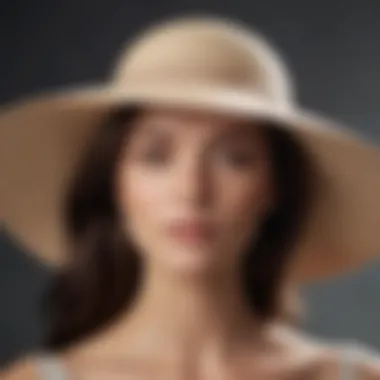 Chic wide-brimmed small sun hat in a neutral tone