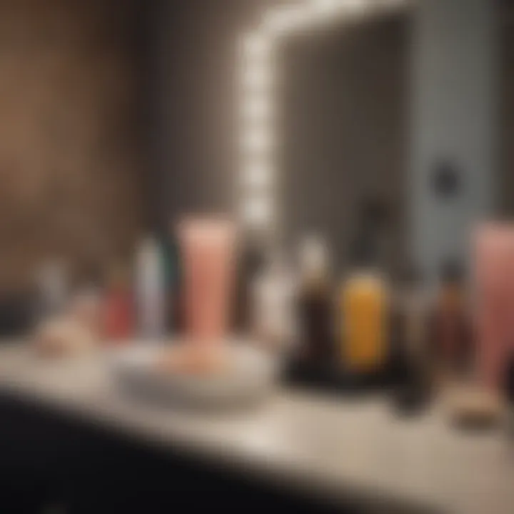 Essential post-wax care products displayed elegantly on a vanity.