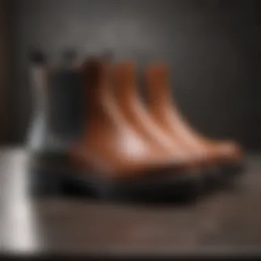 Collection of lug sole Chelsea boots in various materials and colors