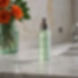 Elegant bottle of Mario Badescu Facial Spray on a marble countertop