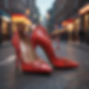 Moschino Shoes in Urban Fashion Fashionable individuals wearing Moschino couture shoes in a vibrant street setting