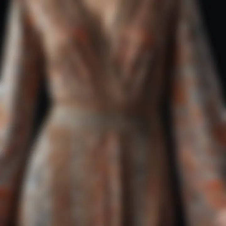 Close-up of unique fabric patterns and textures used in maxi dresses