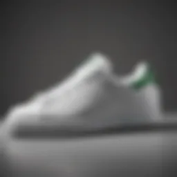 Close-up of Stan Smith sneaker design showcasing its iconic silhouette.