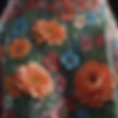 A close-up of the intricate floral patterns on the Aerie skirt