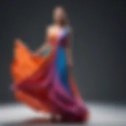 Vibrant stop motion maxi dress displayed in a dynamic pose