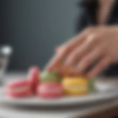 Showcase of a finished macaron manicure that embodies culinary elegance