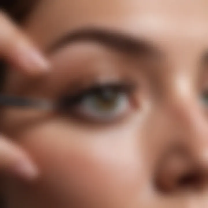 Close-up of an artist applying brow pigment