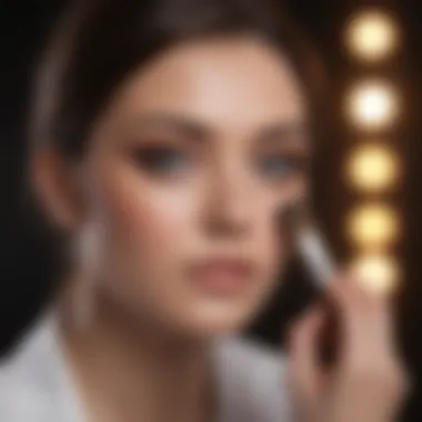 An expert applying makeup with precision using professional tools