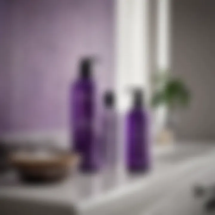 Stylish bathroom display of hair care products