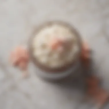 Aesthetic arrangement of sugar scrub ingredients on a marble surface