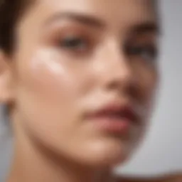 A close-up of a sunscreen lotion being applied to oily skin