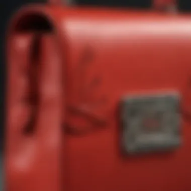 A close-up of the iconic red sole detail featured on a Christian Louboutin satchel