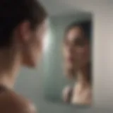 Silhouette of a person staring at a distorted mirror reflection