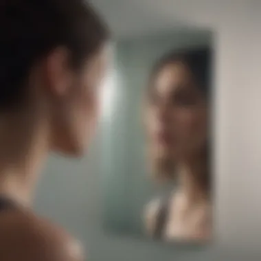 Distorted Perception Silhouette of a person staring at a distorted mirror reflection