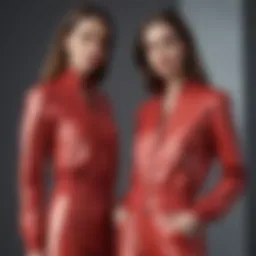 Elegant two-piece zip-up set in a fashion-forward setting