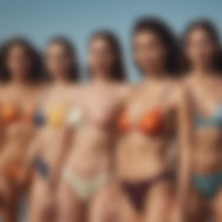 Different skin tones with corresponding bathing suit colors