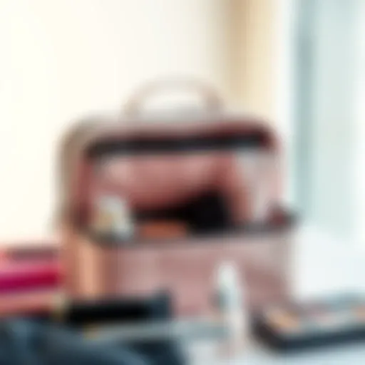 Stylish two compartment makeup bag showcasing organized space