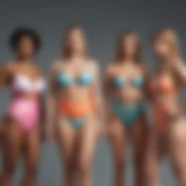 Diverse body types model padded bathing suits