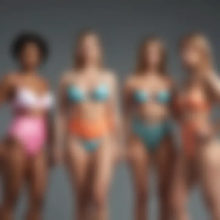 Diverse body types model padded bathing suits
