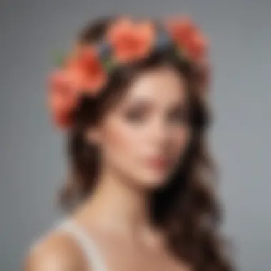 Romantic half-up half-down hairstyle adorned with flowers