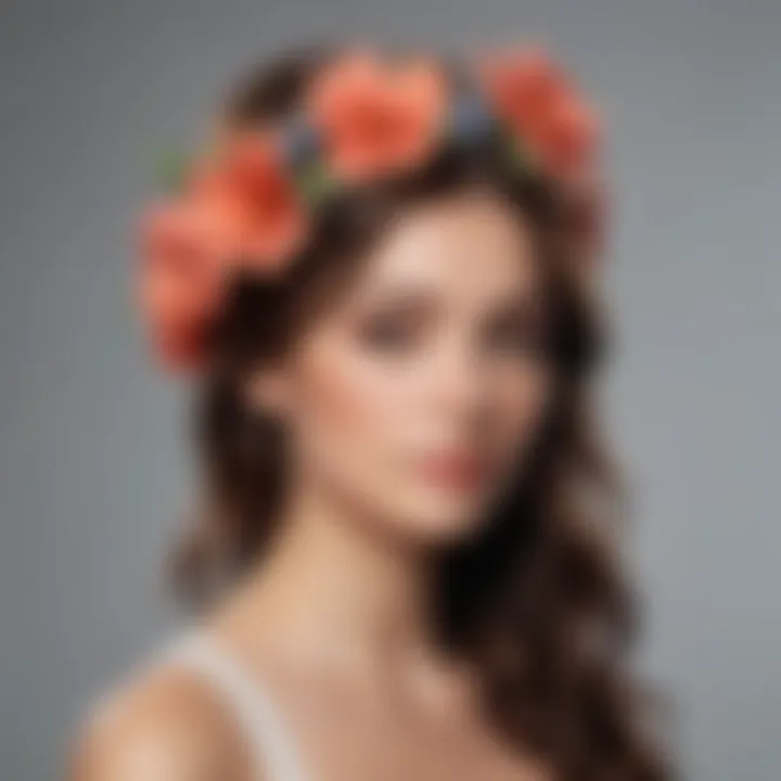 Romantic half-up half-down hairstyle adorned with flowers