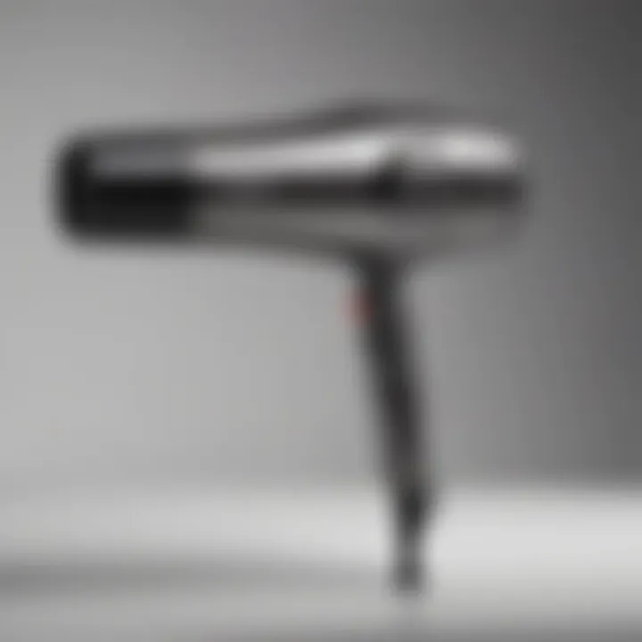 Compact folding blow dryer showcasing its sleek design and portability