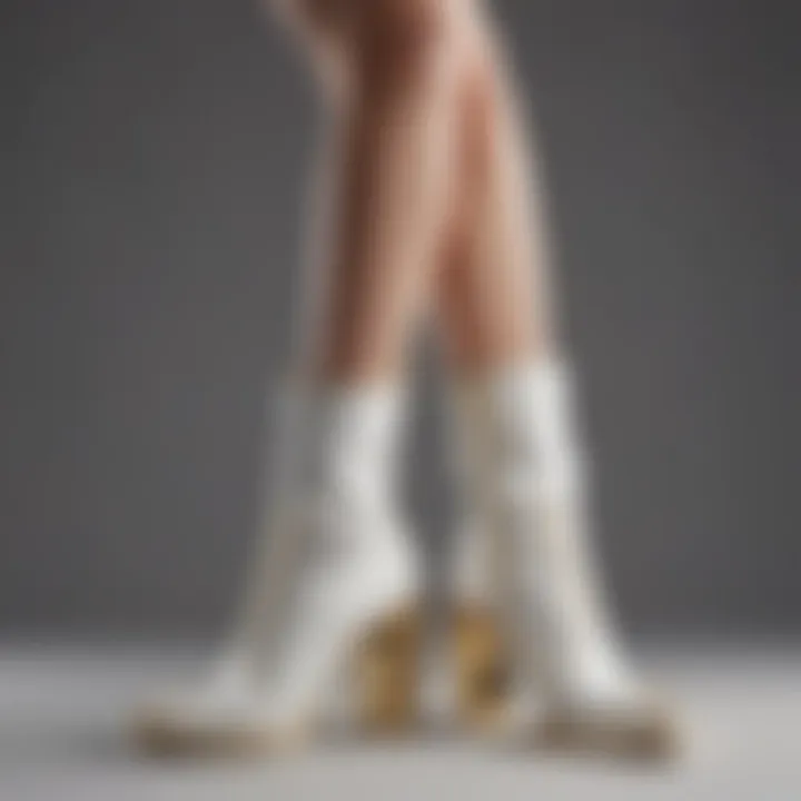 Fashionable White Boots by Jeffrey Campbell with Gold Accents