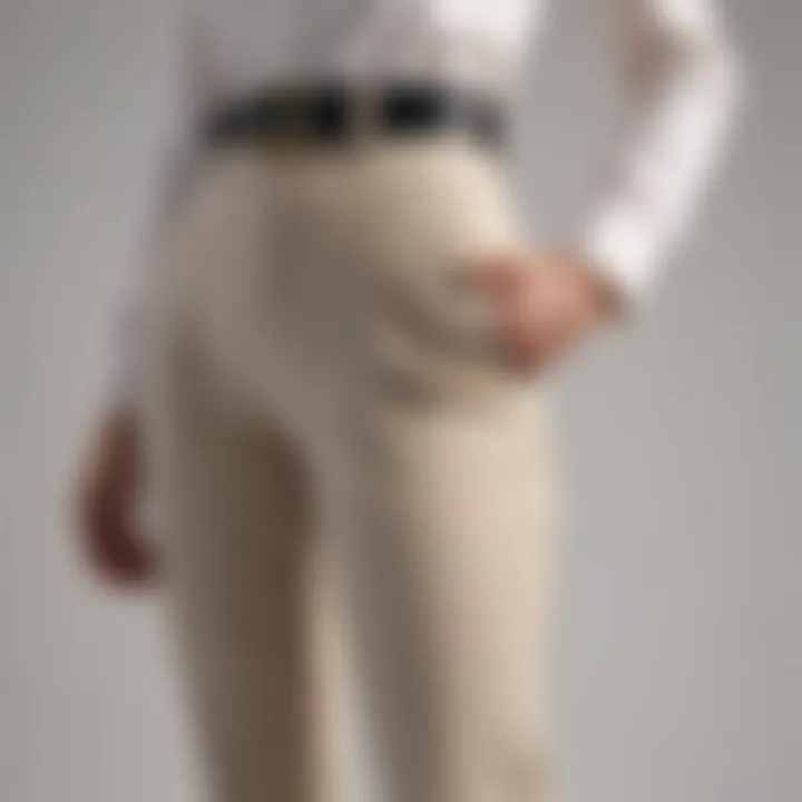 Modern work pants with high waist and belt detail