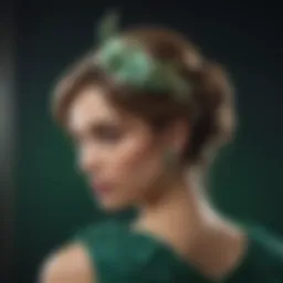 Elegant floral hair accessory on rich emerald background