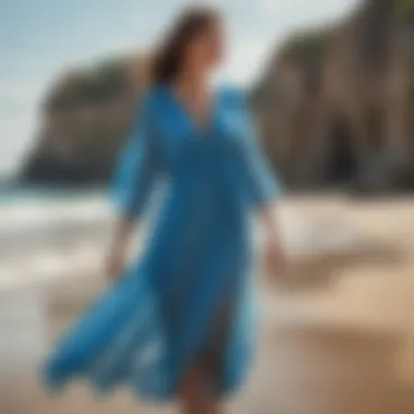 Azure Breeze: Flowy Beach Dress Flowy Beach Dress in Ocean Blues
