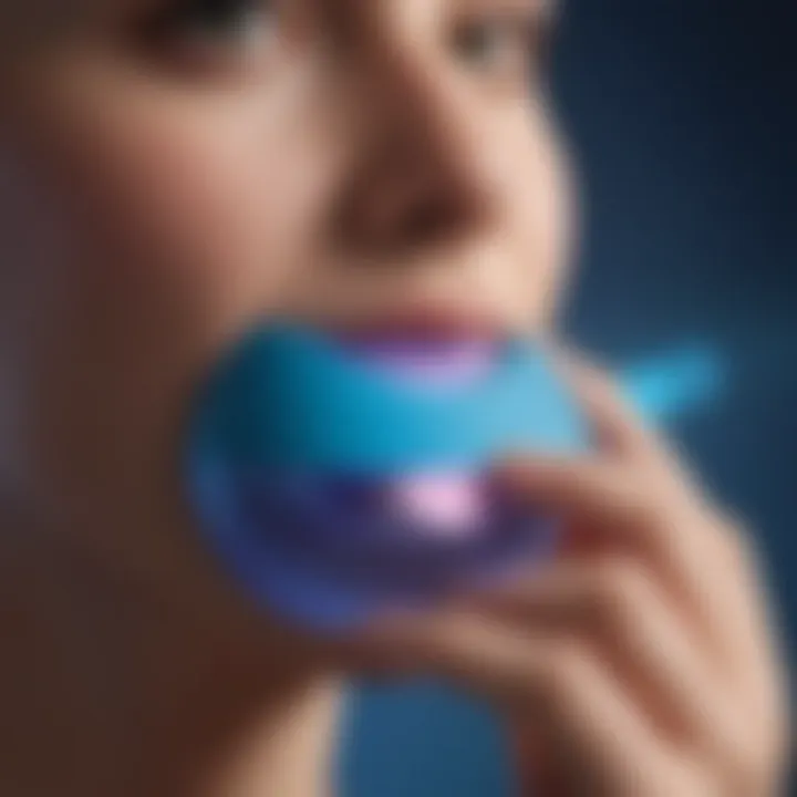 Close-up view of Foreo device showcasing blue light technology