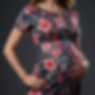 Sleek form-fitting pregnancy dress with subtle floral embellishments