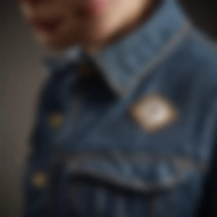 Close-up of denim jacket pocket detail