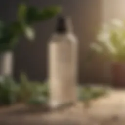 A soothing cleanser bottle surrounded by calming natural ingredients