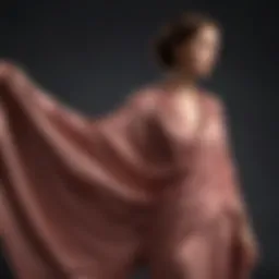 Elegant draping of a shawl over a dress