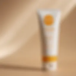 Close-up of a sunscreen bottle with SPF label against a sunlit background