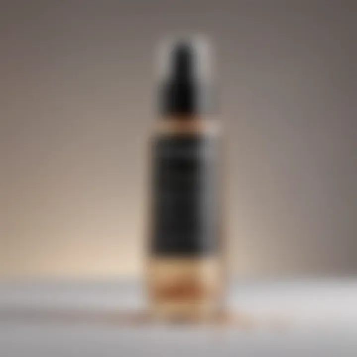 Close-up of a toner bottle emphasizing its key ingredients known to benefit oily skin.