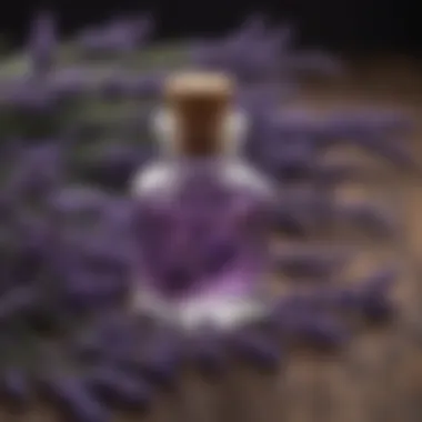 The Soothing Properties of Lavender Oil Lavender essential oil with dried lavender flowers