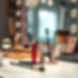 Elegant eyebrow shaping tools on a vanity