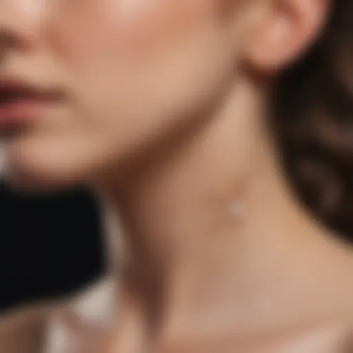 A close-up view of a skin tag on a person's neck showcasing its structure.