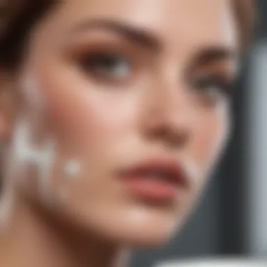 Close-up of a model applying Milk Primer, emphasizing application technique